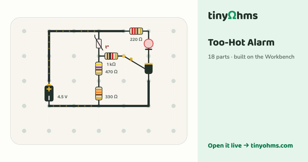 Too-Hot Alarm on a breadboard
