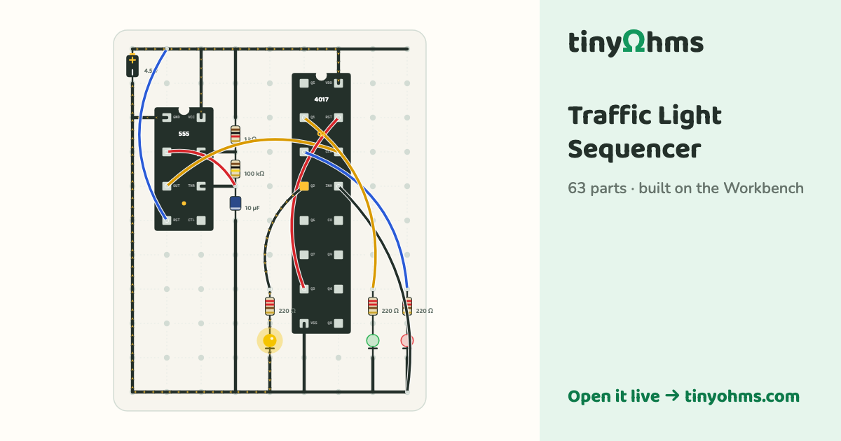 Traffic Light Sequencer on a breadboard